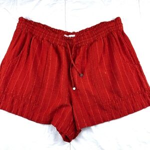 The Normal Brand Orange Pull on Drawstring Shorts linen blend size XL